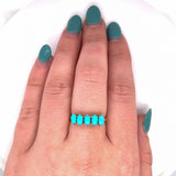 10k Yellow Gold Victorian 5-Stone Turquoise Glass Ring Size 7.75 (#J5858)