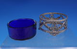 Wilcox Sterling Silver Salt Cellar Master Swags Ribbon Cobalt Glass 7228 (#6941)