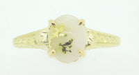 14k Yellow Gold 1.62ct Oval Genuine Natural Gold Vein Quartz Ring (#J4217)