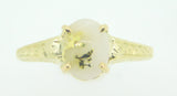 14k Yellow Gold 1.62ct Oval Genuine Natural Gold Vein Quartz Ring (#J4217)