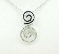 14k White Gold Genuine Natural Diamond Swirl Pendant .15cts (#J725)