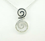 14k White Gold Genuine Natural Diamond Swirl Pendant .15cts (#J725)