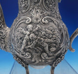 German .800 Silver Demitasse Tea Pot Winged Angels Cherubs Rococo Design (#3934)