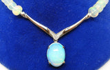Genuine Natural Opal Necklace with Diamonds & 14k White Gold Clasp (#C3268)