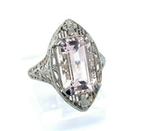 14k White Gold Filigree 3.35ct Genuine Natural Morganite Ring (#J4986)