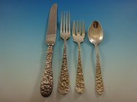 Rose by Stieff Sterling Silver Flatware Set For 8 Service 47 Pieces Repousse