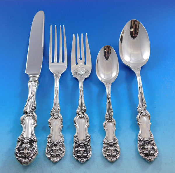 Lion by Frank Smith Sterling Silver Flatware Set Service 24 pieces Rare