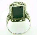 14k White Gold Filigree Carved Bloodstone Ring (#J4685)