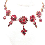 Genuine Natural Bohemian Garnet Necklace Rose Cut with Five Drops (#J5242)
