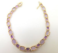 14k Yellow Gold Amethyst and Lavender Jade Bracelet (#J3827)