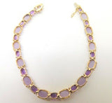 14k Yellow Gold Amethyst and Lavender Jade Bracelet (#J3827)
