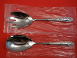 Poinsettia by Wallace Sterling Silver Salad Serving Set 2pc HH WS 11 1/2" New