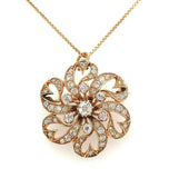 14k Gold 1.5 Carat Mine Cut Genuine Natural Diamond Rosette Pin Pendant (#J5458)
