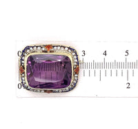 14k Yellow Gold 20 Carat Amethyst Pin Art Deco with Enamel (#J5622)