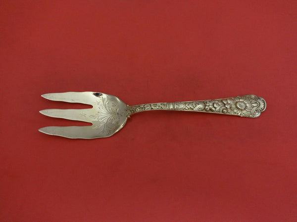 Cluny Vermeil by Gorham Sterling Silver Cold Meat Fork Brite-Cut 3-Tine 8 1/2'