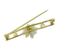 14k Yellow Gold Freshwater River Pearl Sapphire Flower Pin (#J4601)