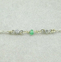 14k Gold Genuine Diamond Tassel Necklace with 18 Carats Emerald Beads (#J4480)