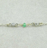 14k Gold Genuine Diamond Tassel Necklace with 18 Carats Emerald Beads (#J4480)