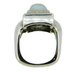 Modern 14k White Gold Square Genuine Natural Chalcedony Ring w/Diamonds (#J3603)