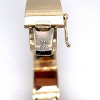 14k Yellow Gold Wide Heavy Gold Bangle Bracelet with Jade (#J5426)