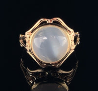 10k Yellow Gold 5 Carat Cat's Eye Genuine Natural Moonstone Ring (#J5670)
