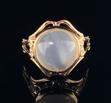 10k Yellow Gold 5 Carat Cat's Eye Genuine Natural Moonstone Ring (#J5670)
