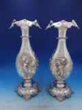 Tiffany and Co Sterling Silver Pair of Large Vases Cupids Museum Quality (#6525)