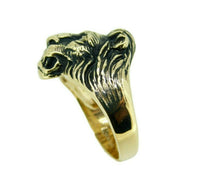 10k Yellow Gold Vintage Men's Genuine Natural Diamond Lion Ring (#J4655)