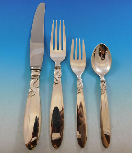 Dolphin by Frigast Denmark Sterling Silver Flatware Service 8 Set 35 pc Dinner
