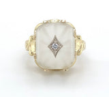 14k Yellow Gold Camphor Glass Vintage Ring Jewelry (#J5947)