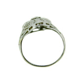 18k Gold Pierced Filigree Deco Ring .10ct Genuine Natural Diamonds (#J4687)