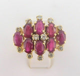 Marvelous 14k Gold Ring with Eight Genuine Natural Rubies and Diamonds (#J496)