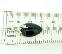 14k White Gold Pear Genuine Natural Cabachon Onyx Pendant with Diamonds (#J611)