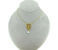 14k Yellow Gold Art Nouveau Diamond Lavaliere Pendant (#J4624)