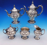 Chantilly Duchess by Gorham Sterling Silver Tea Set 5pc Hand Chased (#3216)