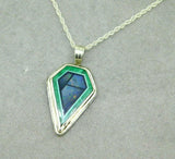 Sterling Intarsia Pendant with Genuine Natural Opal Inlay (#J5027)