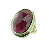 Art Deco 14k Gold Huge Genuine Natural Garnet Filigree Ring (#J651)