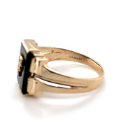 10k Yellow Gold Genuine Natural Onyx Men's Ring Initial "F" Size 11 (#J6130)