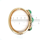 14k Yellow Gold Wide Heavy Gold Bangle Bracelet with Jade (#J5426)