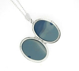 14k White Gold Oval Locket with Decorative Border (#J5081)