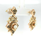 Victorian 10k Enamel and Pearl Earrings (#J5527)
