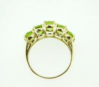 10k Yellow Gold Ring with Five Oval Genuine Natural Peridots (#J2311)