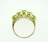 10k Yellow Gold Ring with Five Oval Genuine Natural Peridots (#J2311)