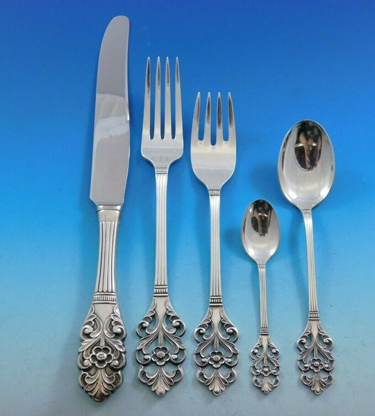 Viking Rose by Marthinsen Norway Sterling Silver Flatware Set Service 48 pcs