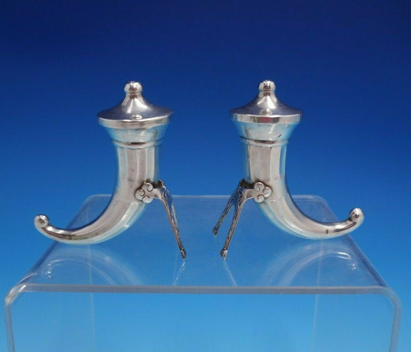 Swedish Sterling Silver Salt and Pepper Shaker Pair Viking Horn Shape (#4766)