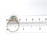 18k White Gold Art Deco Genuine Natural Emerald Filigree Ring (#J5650)