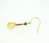 14k Gold Briolette Genuine Natural Citrine and Diamond Drop Earrings (#J4475)