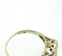 Art Deco 14k Gold Filigree Round Genuine Natural Diamond Ring .10ct (#J832)