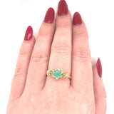 14k Gold Victorian .80ct Genuine Natural Emerald and Diamond Ring (#J5787)