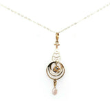10k Yellow Gold Victorian Sapphire and Pearl Lavaliere Pendant (#J5543)